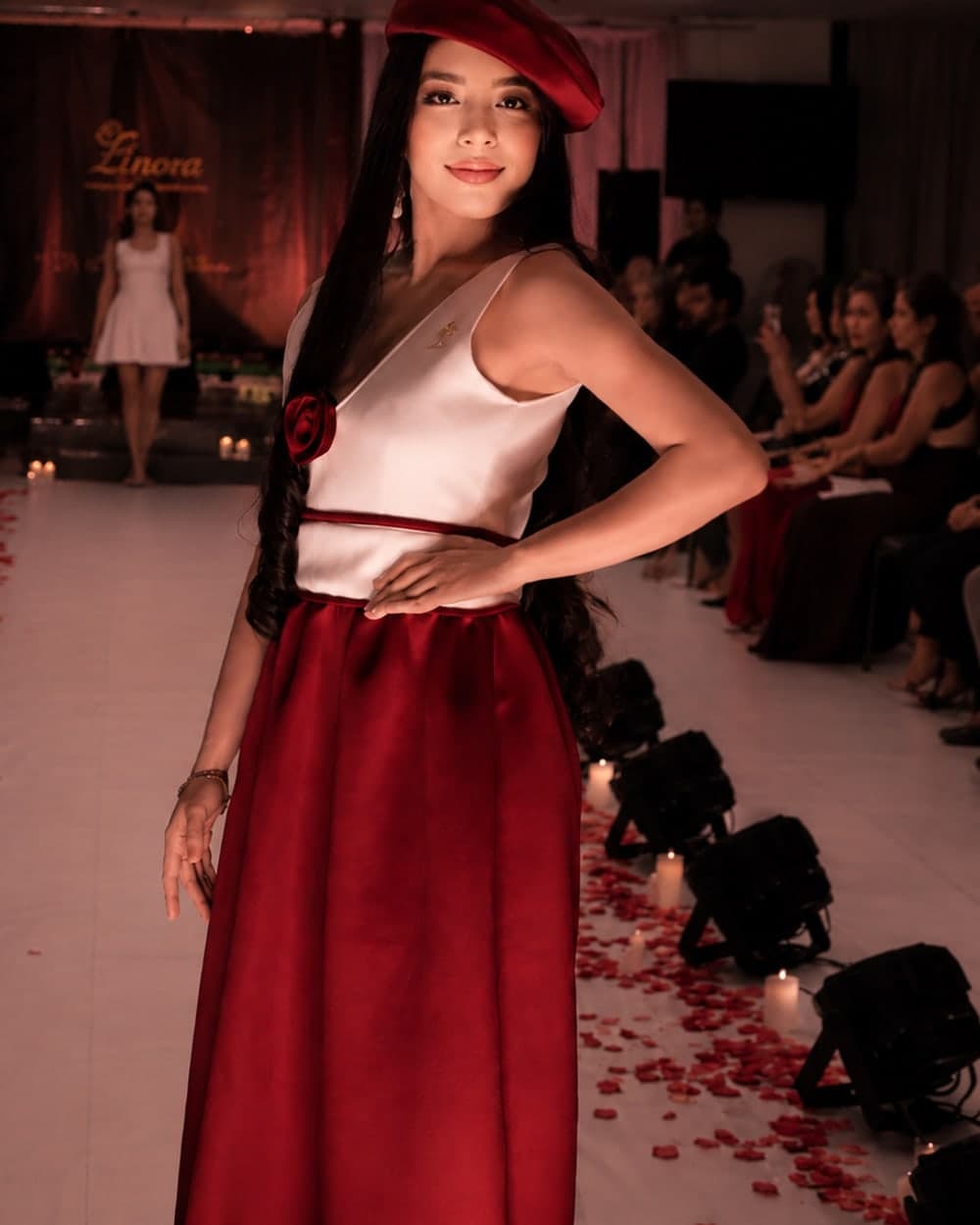 The Bordeaux Belle on the runway at The Becoming Collection